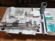 A Quantity of Mixed Bathroom & Plumbing Items To Include. 2x Chrome Towel Rails, 2x Angled Radiator