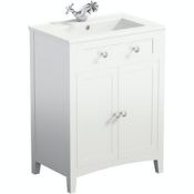 The Bath Company Camberley 600mm White Twin Door Freestanding Traditional Vanity Unit. MF6101W3. 24