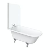 1500 x 770mm Traditional, Wall fitting Shower Roll Top Bath. Excl Feet.