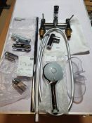 Modern Bath Shower Mixer Tap With Grohe Multifunctional Riser Rail Kit & Extra Wall Cradle.