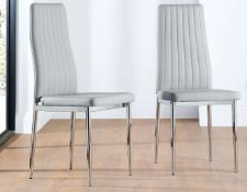 2 x Furniture Choice Leon Light Grey, Chrome Leg Dining Chairs. NEW. DC10000738. PO5009435