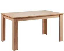 (P9) RRP £150.00. 1x Marcy Dining Table - Oak. SKU: 575825. . (L) 150 x (W) 90 x (H) 76.5cm.