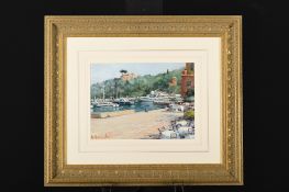 Angelo Romby Original Framed Painting of Harbour Scene
