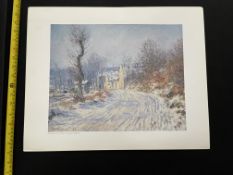 Three of The Road to Giverny in Winter by Claude Monet