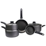(9F) Aluminium 9 Piece Pan Set With 7x Lids. (Contents Appear As New)