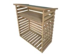 (Mez) RRP £89. Wooden Log Store 1.23x 1.16M. (H123x W116x D64cm)