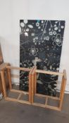 (Mez) Ornate Glass Table With Wooden Legs. (Glass Table Top W80x L150cm - Wooden Leg Height 70cm).