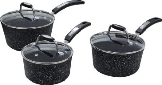 (9F) Lot RRP £120. 2x Scoville Neverstick Toughened Aluminium 3 Piece Pan Sets RRP £60.
