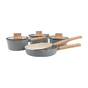 (9F) RRP £65. Simplicity 5 Piece Pan Set Pressed Aluminium. (Contents Appear As New)