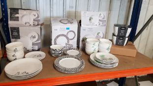 (11F) Dinner Set Lot – Contents Of Shelf. 1x Porcelain Elephant 12 Piece Dinner Set. 1x Porcelain