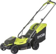 (7D) Ex-Display Item. 1x Ryobi 33cm 18V Cordless Lawnmower (RLM18X33B50). Please Note There Is No