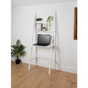 (9F) Lot RRP £110. 3x Items. 1x White Ladder Desk RRP £50. 1x Curver Deco Bin Silver 40L RRP £25. 1