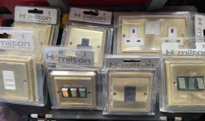 Job lot of Brand New Electrical Sockets and Switches Antique Gold approx 30 items