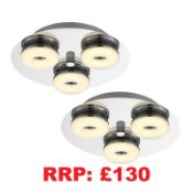 Pack Of 2 Modern Led Bathroom Ceiling Light 3 Lights