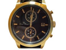Pria Lucien Piccard Clark LP-28003C-03-YA-BRW Chronograph Black Dial black Leather