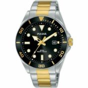 Pulsar PG8295 Mens Quartz Watch Divers Style Bezel 100M Two Tone Meta