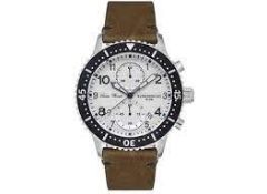 Lucien Piccard Mason Chronograph White Dial Brown Leather Strap Watch