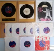 A collection of 17 x T-rex / Marc Bolan vinyl records. Some in frames.