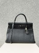 HERMES Hermes Kelly 35 Noir Retourne Togo Leather Palladium Hardware Shoulder Bag