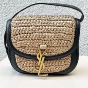 YVES SAINT LAURENT Yves Saint Laurent Kaia Medium Raffia And Leather Shoulder Bag