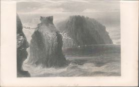 Antique Engraving 1850’s Carrick-a-Rede Antrim