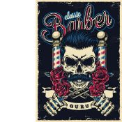 Barber Shop-Cut Throat Shave- Beard Trim-Haircut Metal Wall Art-1