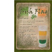 Irish Flag Cocktail Authentic Recipe Large Metal Wall Art