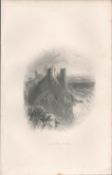 Antique Engraving 1850’s Cliffs Dunluce Castle Antrim Ireland
