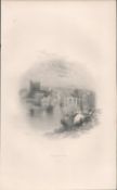 Antique Engraving 1850’s Enniscorthy Wexford Ireland