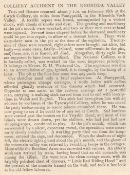 Antique 1887 The Fatal Explosion Cwtch Colliery Rhondda Valley Wales.