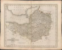 Somersetshire John Cary’s 1787 Antique Hand Coloured Map.