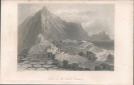 Antique Engraving 1850’s The Giants Causeway Antrim
