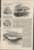 Views of Kerry Waterville, Valentia, Derryane 1849 Antique. Original Antique Wood Engraved Single...