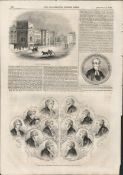 Trinity College Entrance Dublin 1843 Antique Woodgrain Print