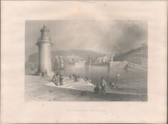 Whitehaven Harbour Antique 1842 Steel Engraving.