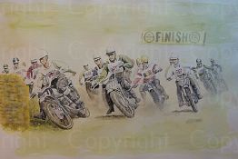 1960's 250cc GP at Glastonbury Large Metal Wall Art