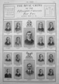 Rival Crews the 58th University Boat Race Antique Newspaper.