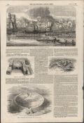 The Oxford & Cambridge Boat Race 1846 Antique Illustration