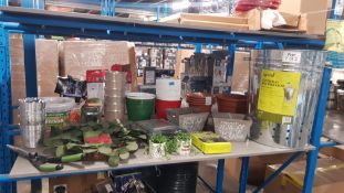 (6P) Contents Of Shelf - Approx 32x Mixed Garden Items. To Include Mixed Planters. Peckish Natural