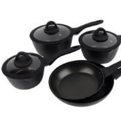 (6E) Lot RRP £90. 2x Pan Sets. 1x Soft Grip 5 Piece Forged Aluminium (All Units Appear As New – No