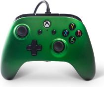 (7H) 6x Power A Xbox One & Windows 10 Enhanced Wired Controller. (4x Brushed Gun Metal, 1x Emerald