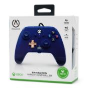 (7H) 4x Power A Xbox Enhanced Wired Controller Dark Blue RRP £35.99 Each.