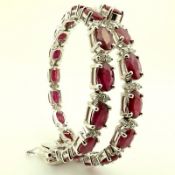 Certificated 14K White Gold Diamond & Ruby Bracelet / Total 11.87 ct