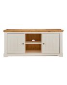 RRP £169. Hampton Wide TV Unit Ivory / Oak. (H62 x W141.6 x D43.9cm). TC097PS.