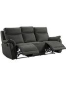 RRP £1599. Falmouth Leather 3 Seater Recliner Charcoal (IX313).