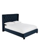 RRP £389. Allegra Winged Fabric Bed Frame Kingsize Midnight. (H124 x W166 x L218cm). XO284PS