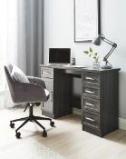 RRP £229. Kingston Desk Grey/Oak Effect. (H.75 x W.135 x D.45cm). IX188PS
