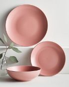 Lot RRP £106. 4x Items. 2x Buxton 12 Piece Blush Pink Stoneware Dinner Set RRP £28 Each (SQ280PS).