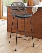 RRP £139. Aurora Rattan Barstool Grey. (H99 x W46 x D44cm). Seat Height From Floor: 70cms. IX191P