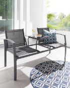 RRP £119. Porto Love Seat Charcoal. (H81.5 x W143.5 x D64.5cm). Powder Coated Steel Frame. FW037